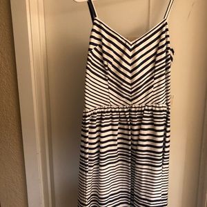Navy Blue and White Striped Dress